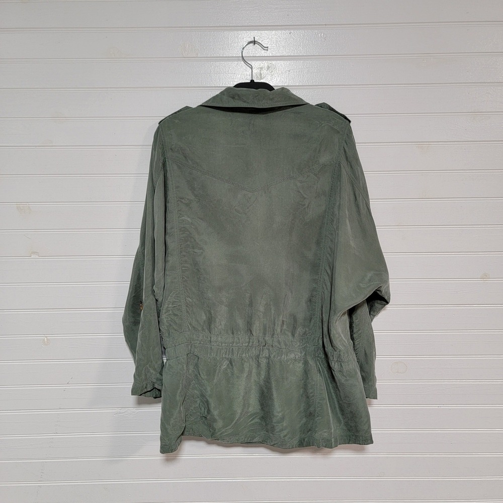 Free People Double Breasted The Lea Jacket Sage Green Cupro Utility Large Trench - Picture 5 of 10